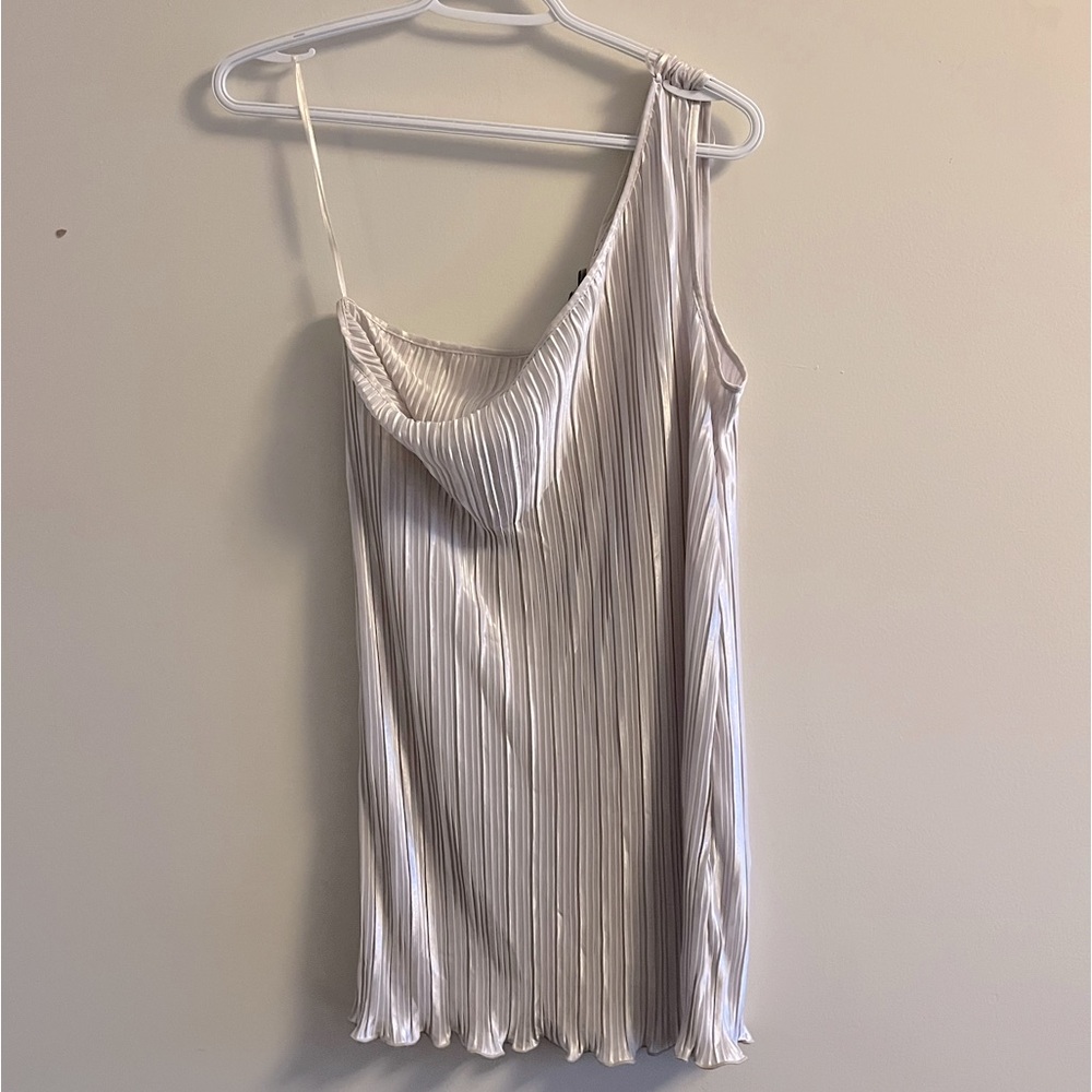 ASOS asymmetrical shiny pleated mini dress